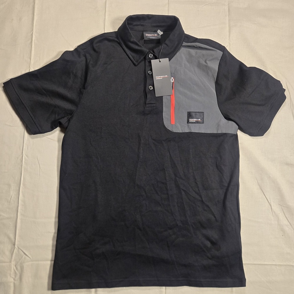 Porsche Motorsport Penske Official Utility Poloshirt Black Grey, Size Medium